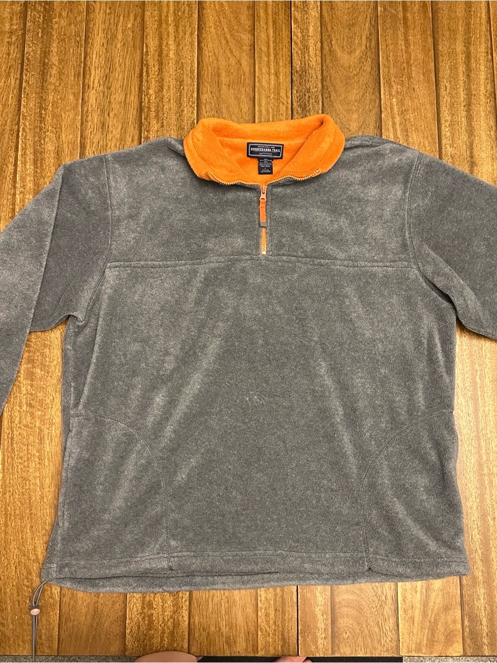 VTG Susquehanna Trail Fleece Jacket Mens Gray Orange Quarter Zip Gorpcore Warm L